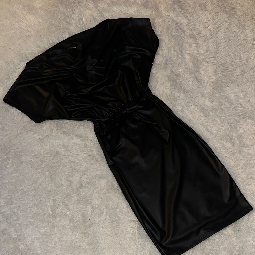 Fashion Nova Sleek Black Faux Leather Dress
